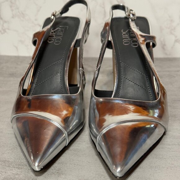 NEW! Franco Sarto "Amina," Silver Slingbacks - Picture 4 of 10
